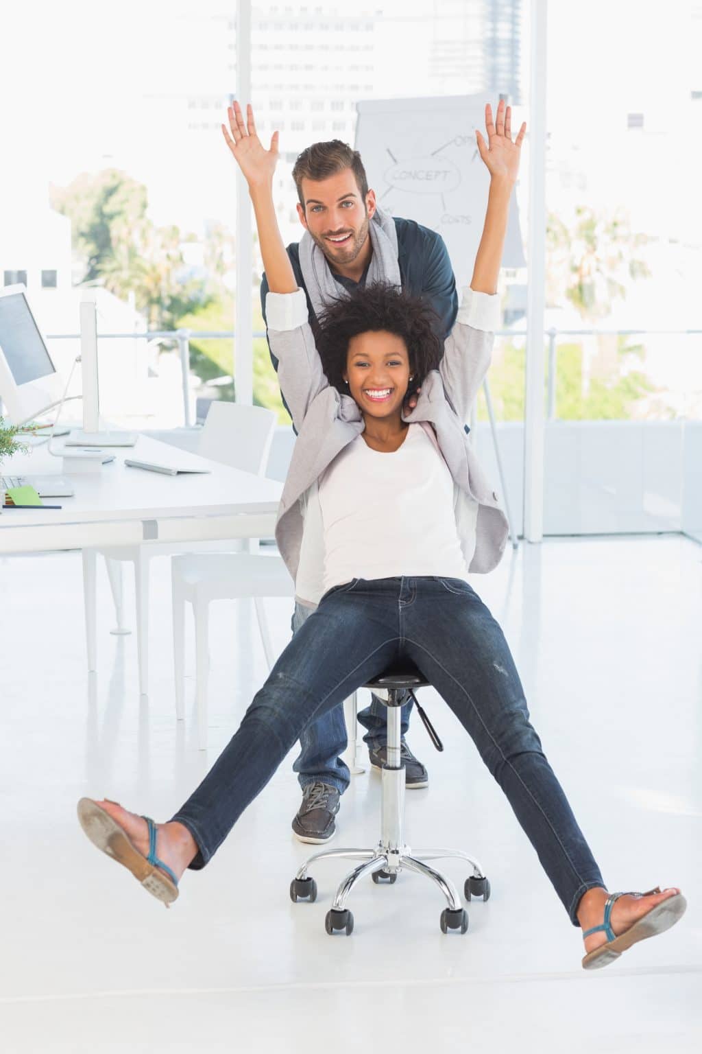 Business people having fun at the office.