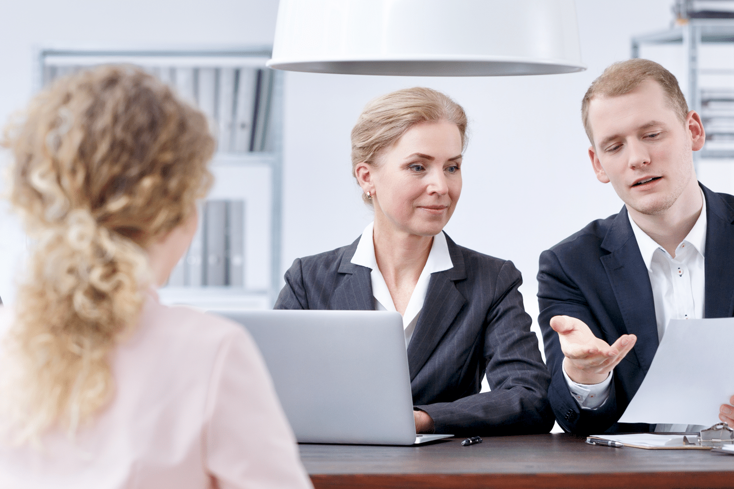Woman interviewing for high-level position
